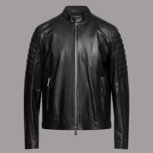 Black Quilted Leather Jacket Cafe Racer