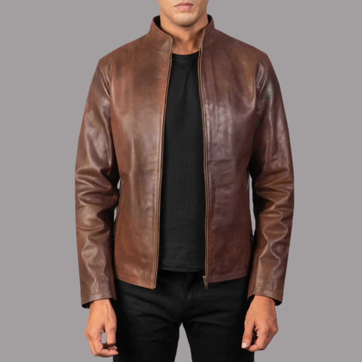 Alex Brown Leather Biker Jacket