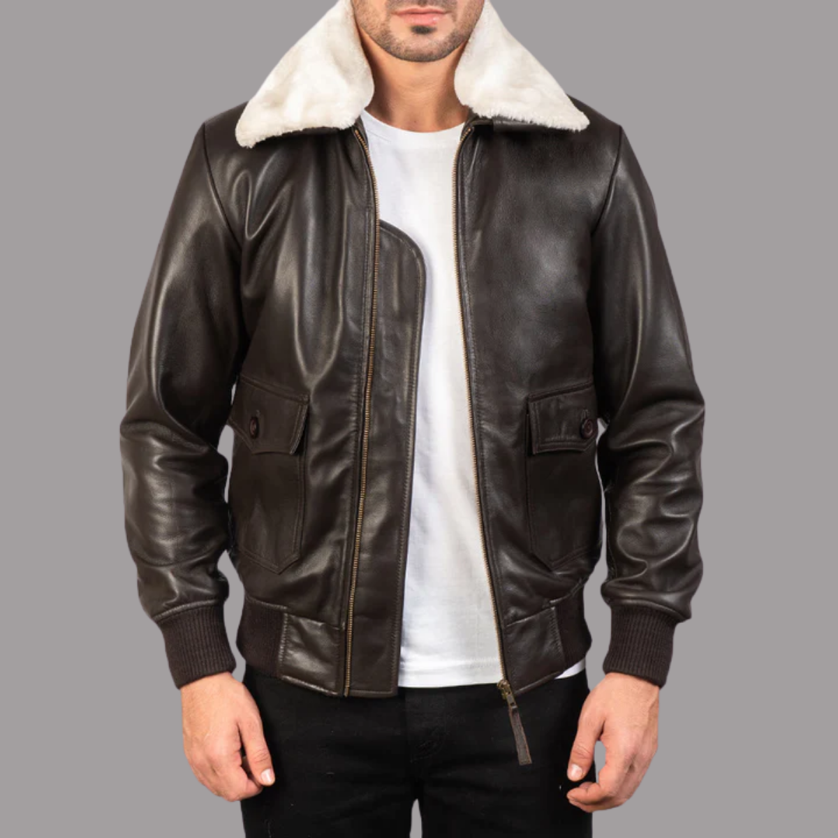 Airin G-1 Brown Leather Bomber Jacket