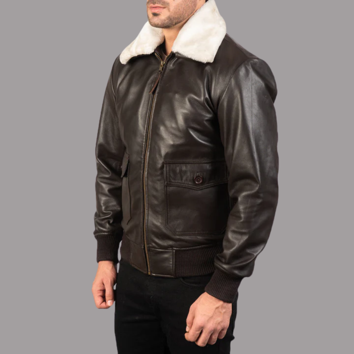 Airin G-1 Brown Leather Bomber Jacket