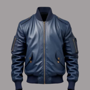 Men’s Blue Flight Bomber Leather Jacket