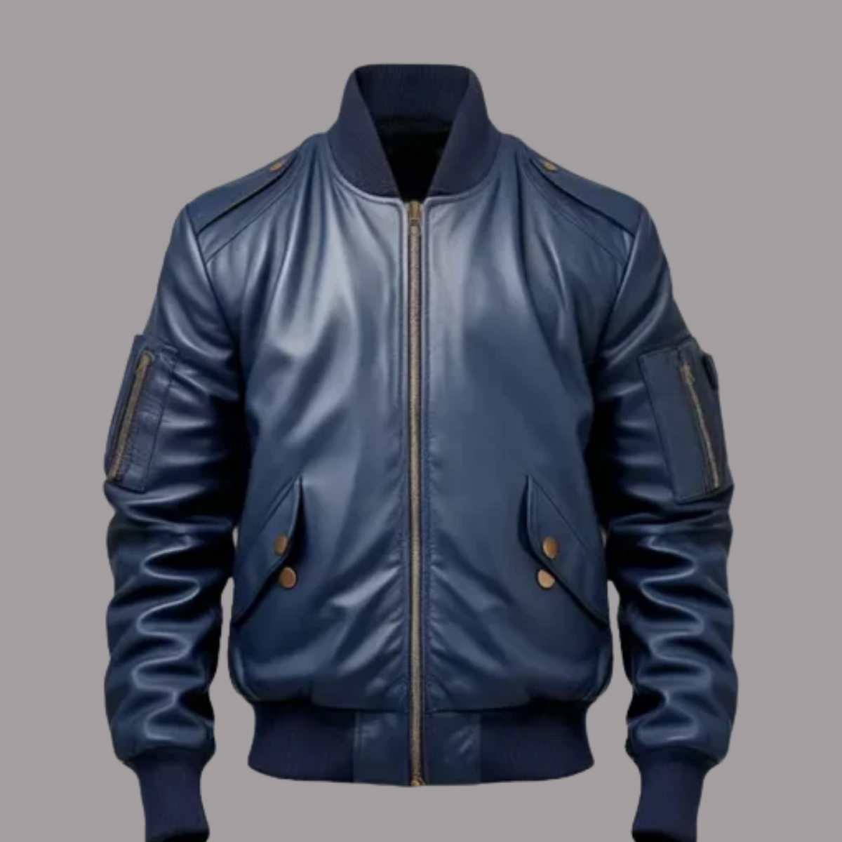 Men’s Blue Flight Bomber Leather Jacket
