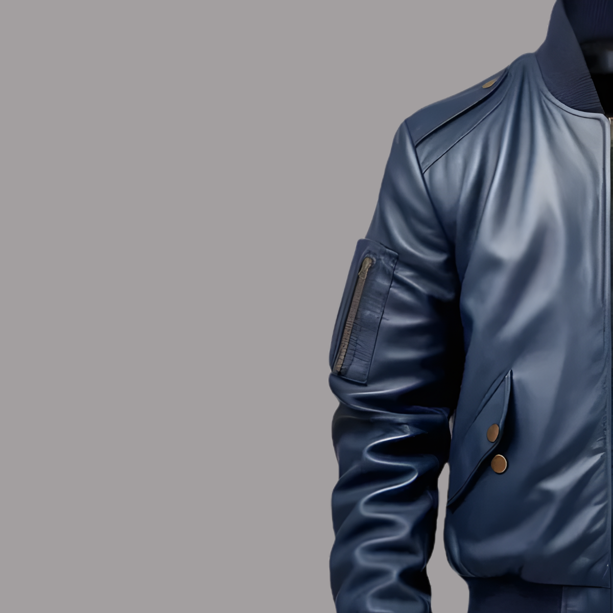 Men’s Blue Flight Bomber Leather Jacket