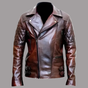 Mens Motorcycle Distressed Brown Jacket