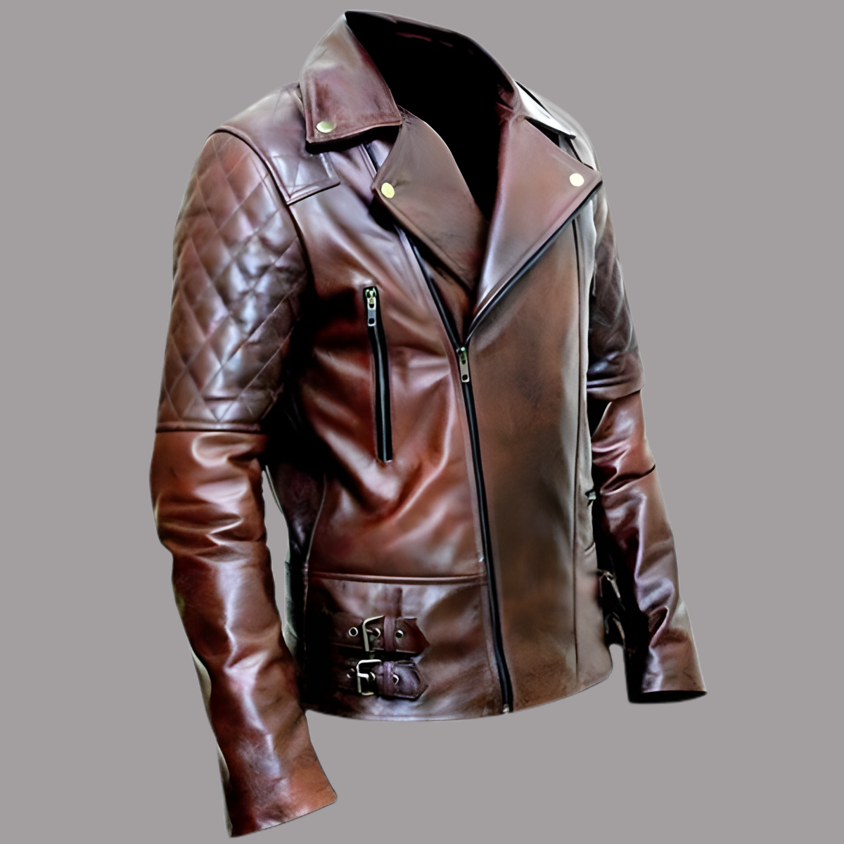 Mens Motorcycle Distressed Brown Jacket