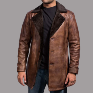 Cinnamon Distressed Leather Fur Coat