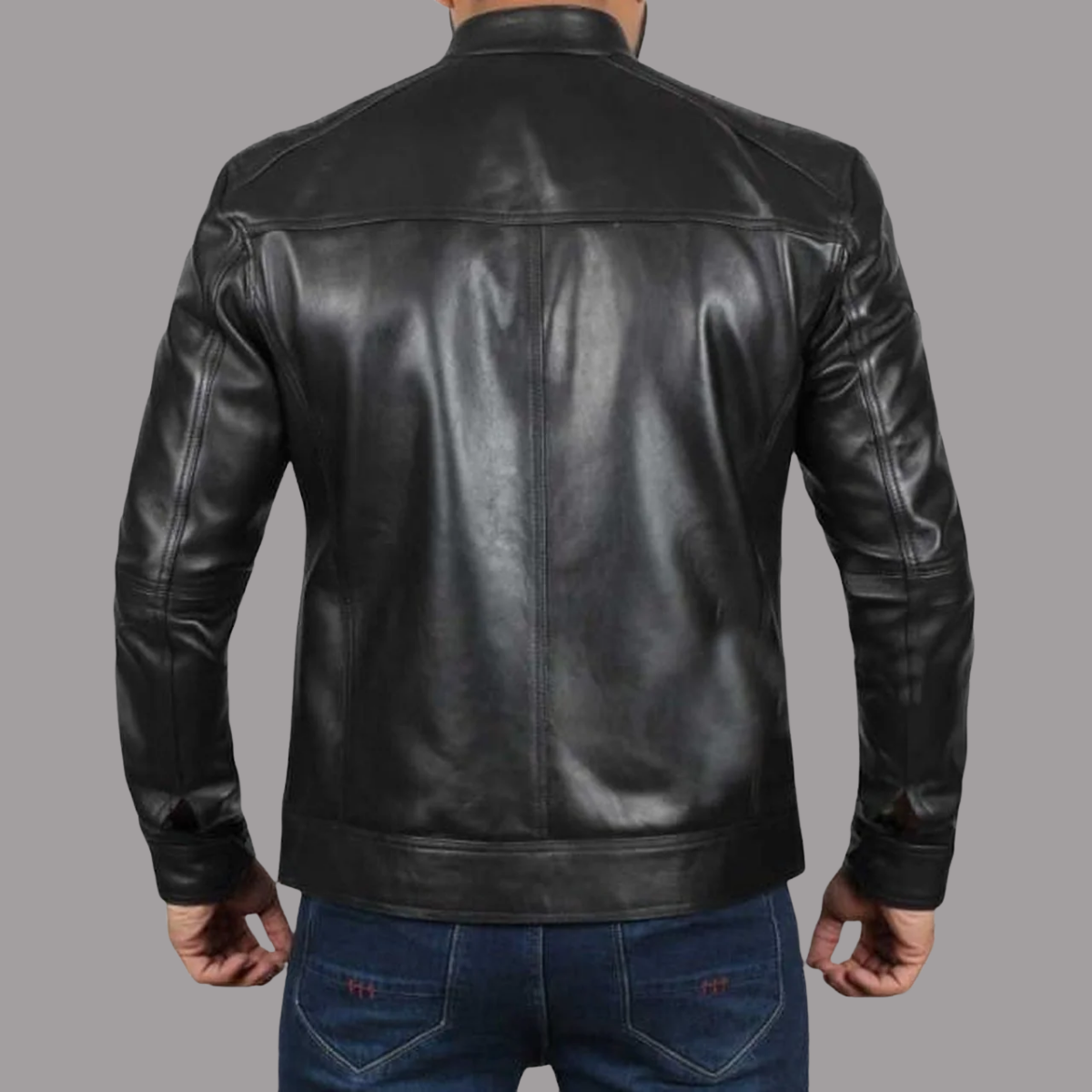 Black Leather Cafe Racer Jacket For Men