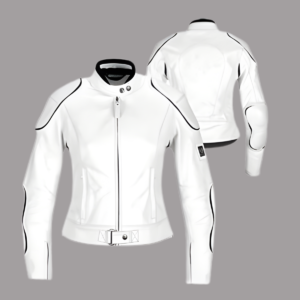 Armored Motorcycle Leather Racing Jacket in White