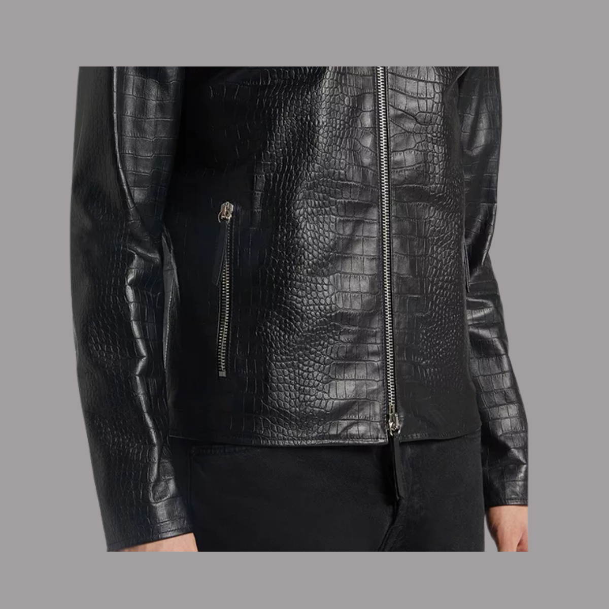 Black Leather Motorcycle Jacket for Men