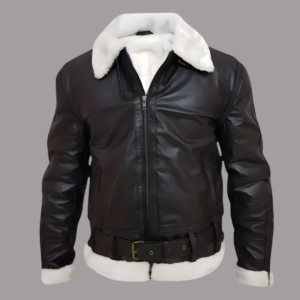 Leather Jacket With White Fur