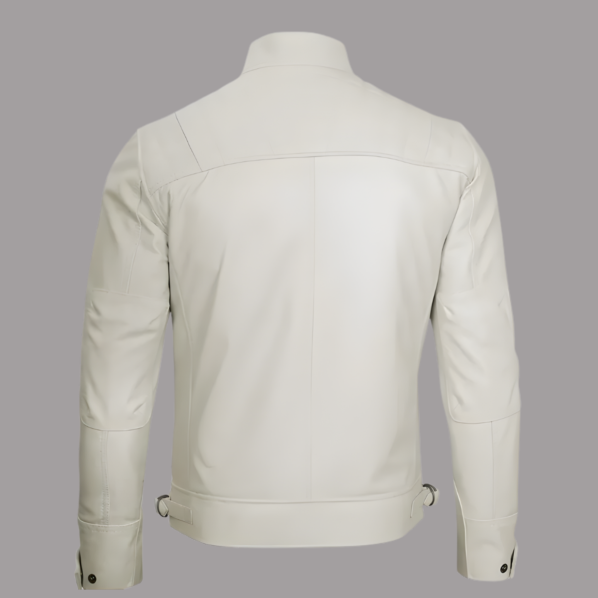 Mens White Leather Motorcycle Jacket