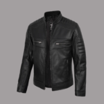Men’s Black Lambskin Leather Cafe Racer Jacket