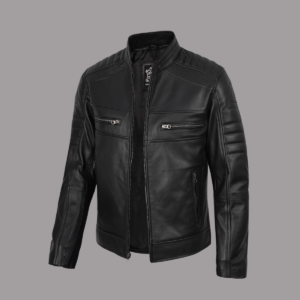 Men’s Black Lambskin Leather Cafe Racer Jacket