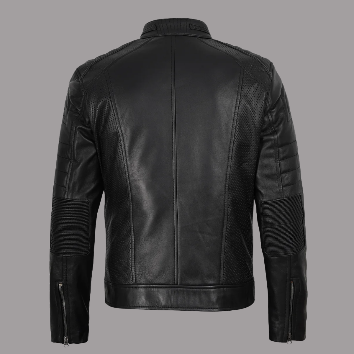 Men’s Black Lambskin Leather Cafe Racer Jacket