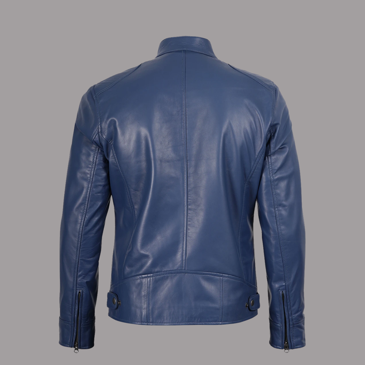 Men's Dodge Blue Cafe Racer Leather Jacket